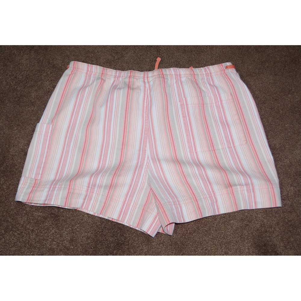 Faded Glory Women's Large Pull On Orange Striped Cotton Drawstring Shorts - Picture 3 of 5